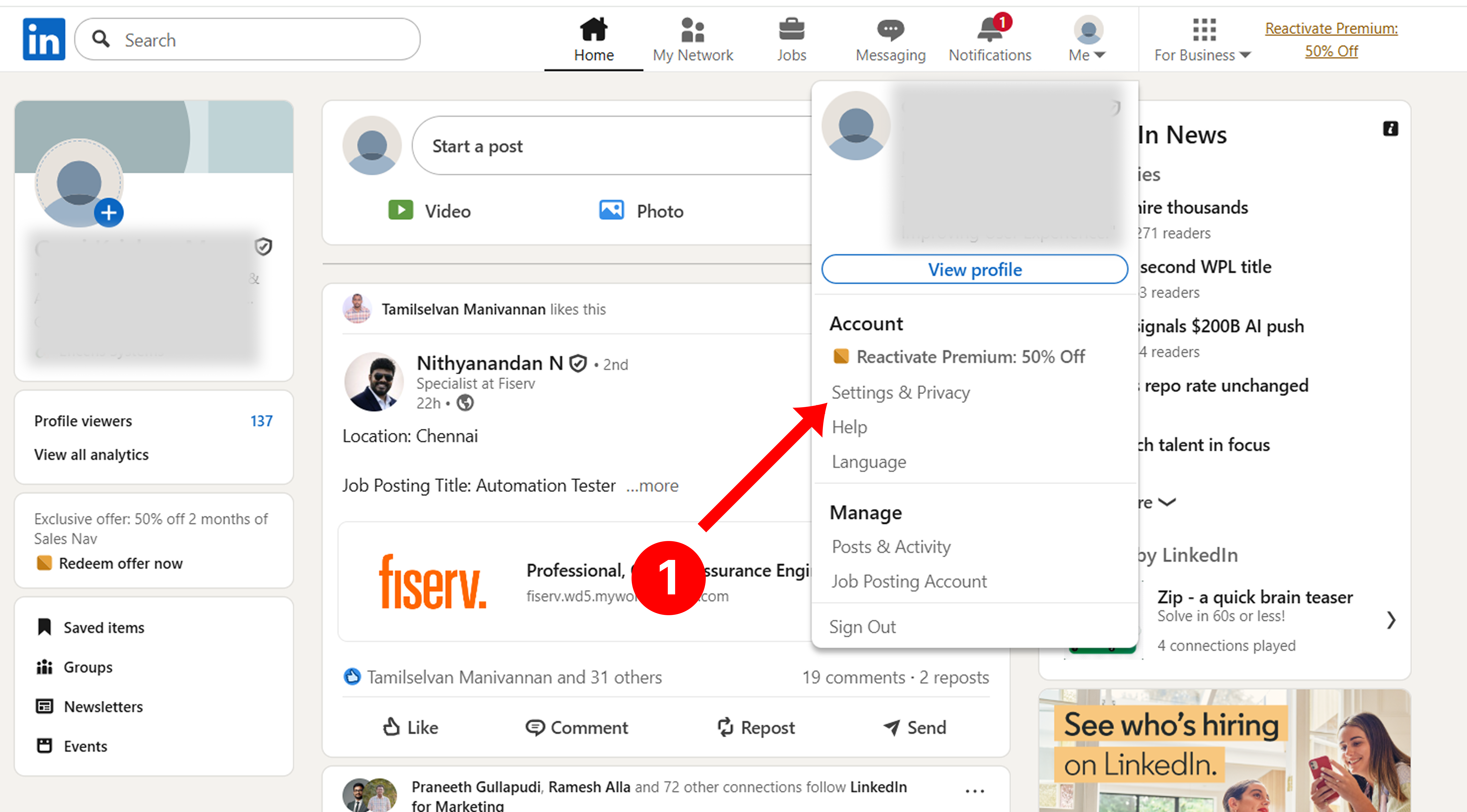 Open Settings &amp; Privacy