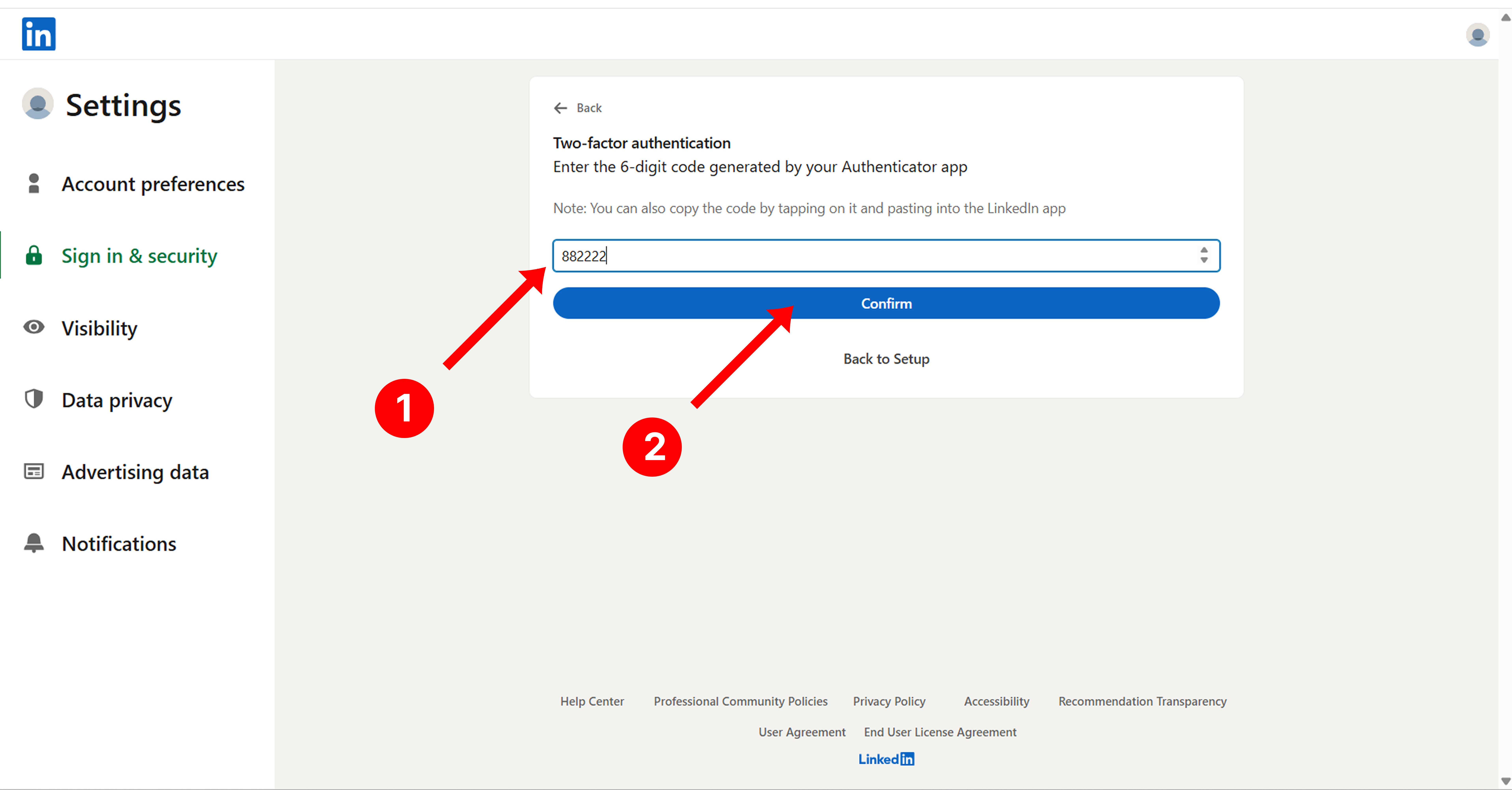 Enter Authentication Code